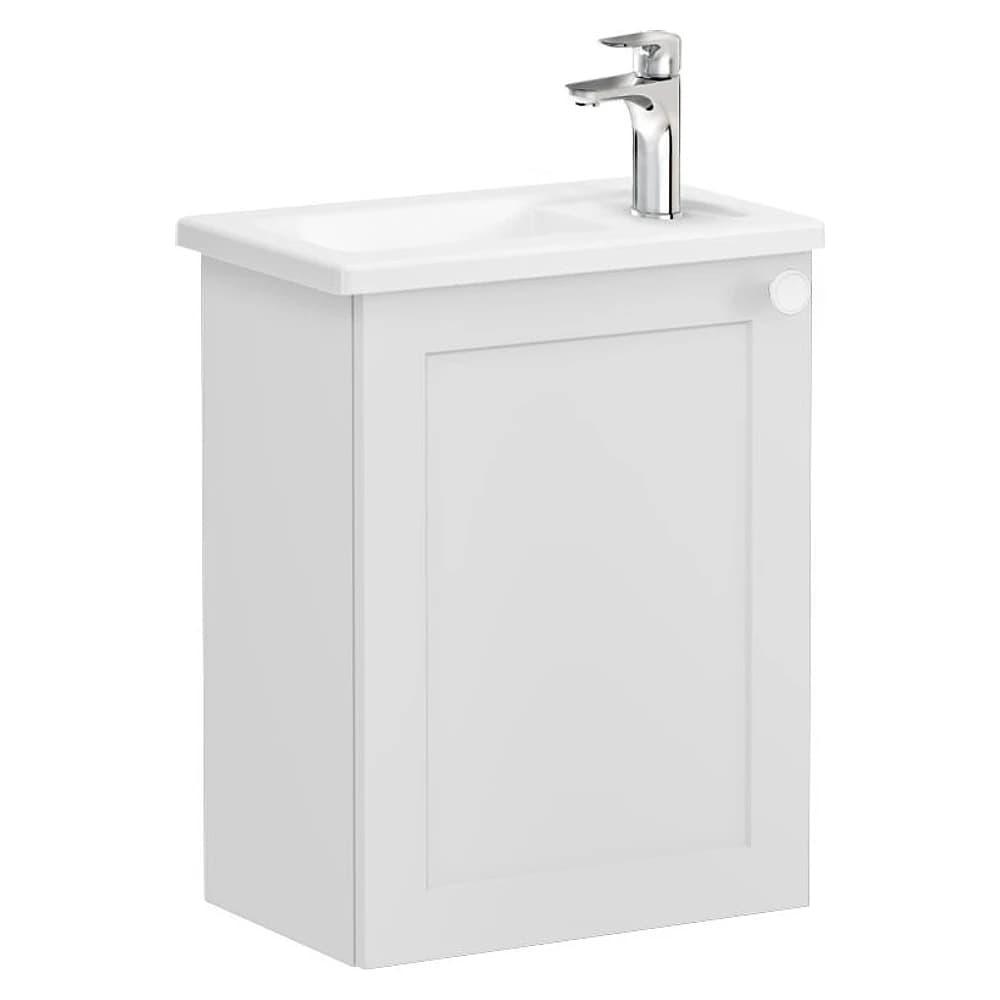 Vitra Root Classic 45 Cm Mat Açık Gri Tek Kapaklı Dar Sol Köşeli Lavabolu Lavabo Dolabı