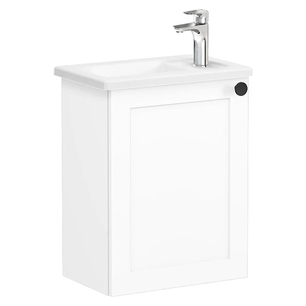 Vitra Root Classic 45 Cm Mat Beyaz Tek Kapaklı Dar Sol Köşeli Lavabolu Lavabo Dolabı