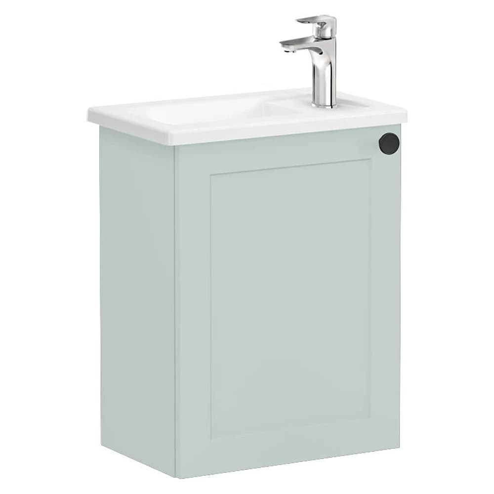 Vitra Root Classic 45 Cm Mat Retro Yeşil Tek Kapaklı Dar Sol Köşeli Lavabolu Lavabo Dolabı