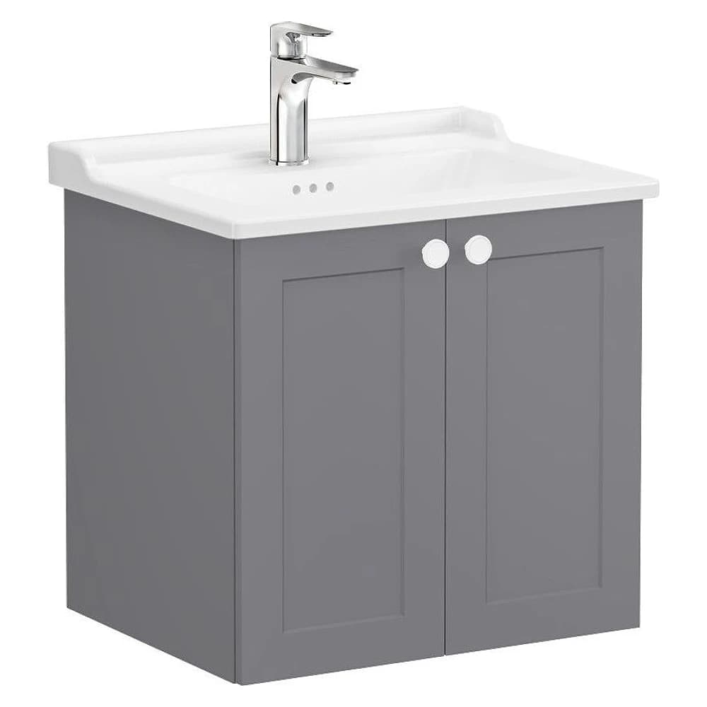 Vitra Root Classic 60 Cm Mat Gri İki Kapaklı Lavabo Dolabı