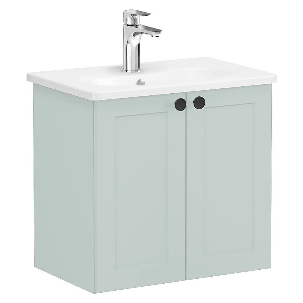 Vitra Root Classic 60 Cm Mat Retro Yeşil İki Kapaklı Dar Yuvarlak Lavabolu Lavabo Dolabı