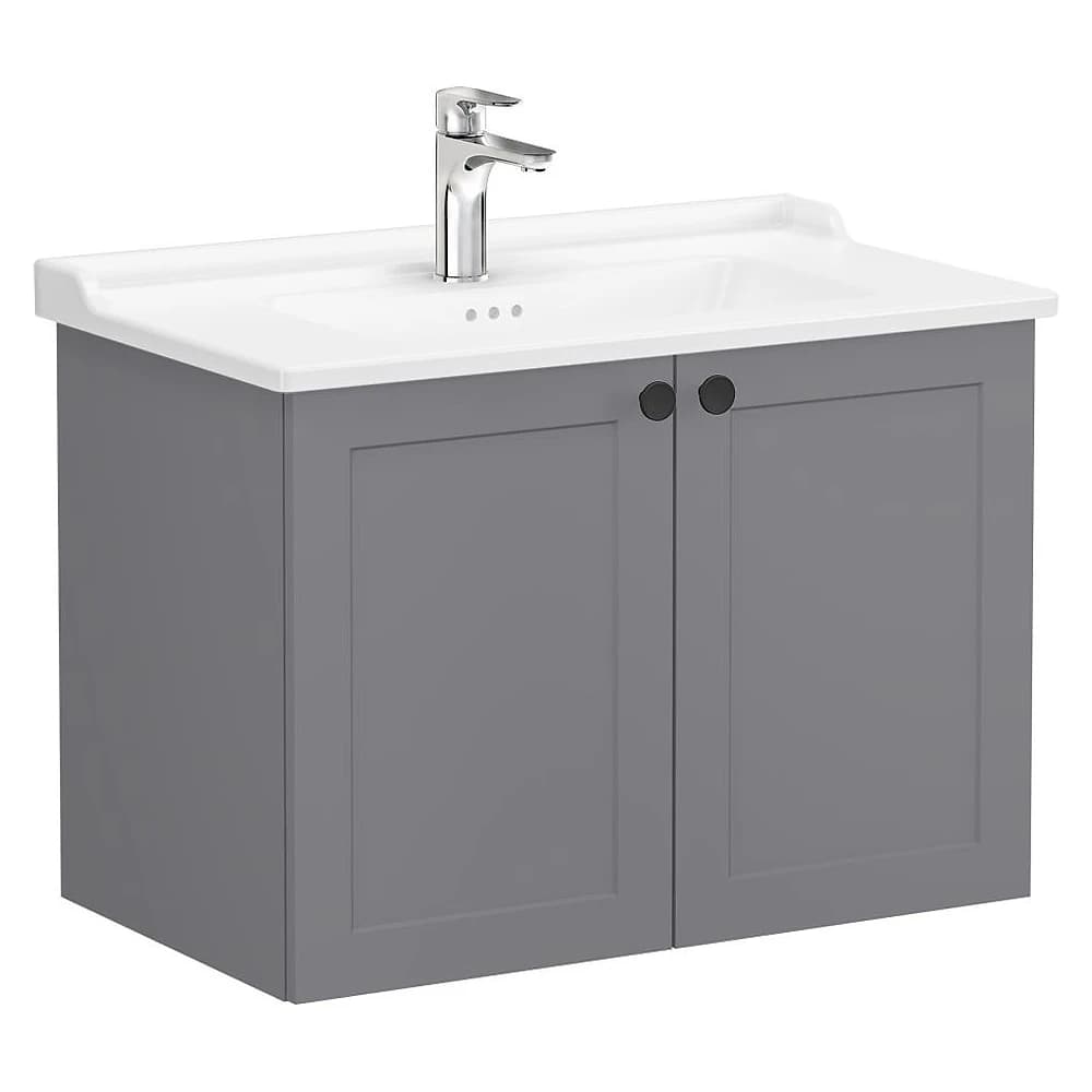 Vitra Root Classic 80 Cm Mat Gri İki Kapaklı Lavabo Dolabı