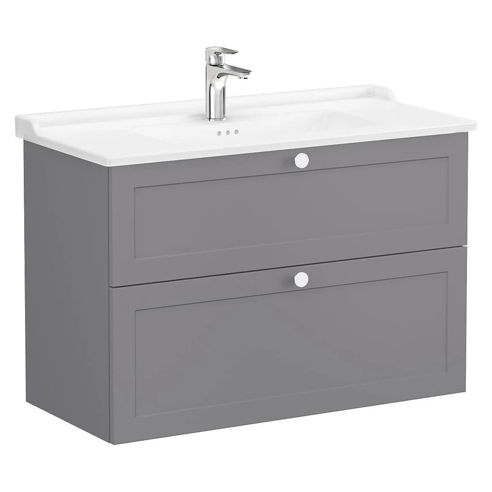 Vitra Root Classic 100 Cm Mat Gri İki Çekmeceli Lavabo Dolabı
