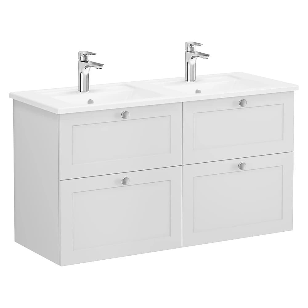 Vitra Root Classic 120 Cm Mat Açık Gri Dört Çekmeceli Köşeli Lavabolu Lavabo Dolabı
