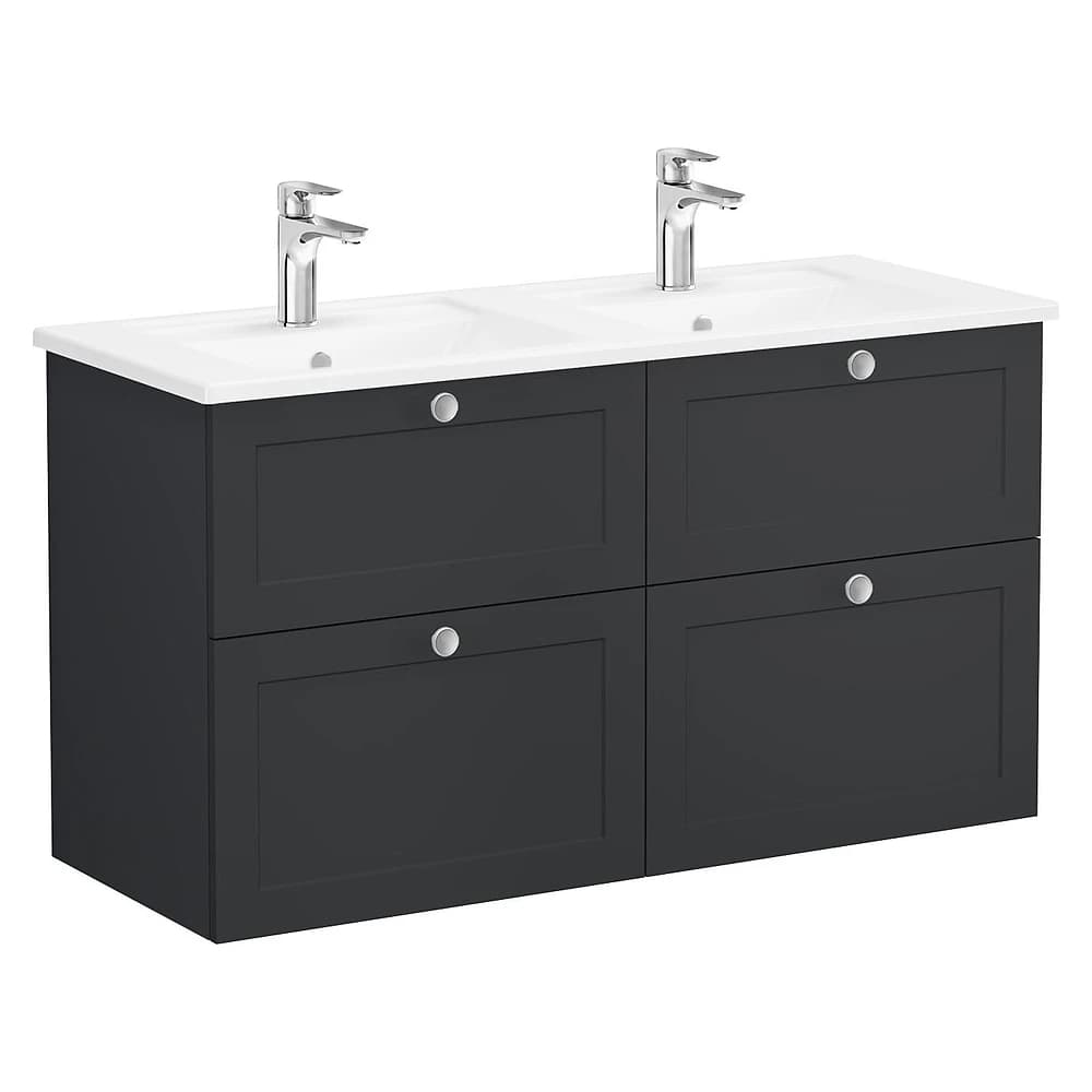 Vitra Root Classic 120 Cm Mat Grafit Dört Çekmeceli Köşeli Lavabolu Lavabo Dolabı