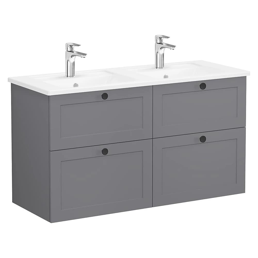Vitra Root Classic 120 Cm Mat Gri Dört Çekmeceli Köşeli Lavabolu Lavabo Dolabı