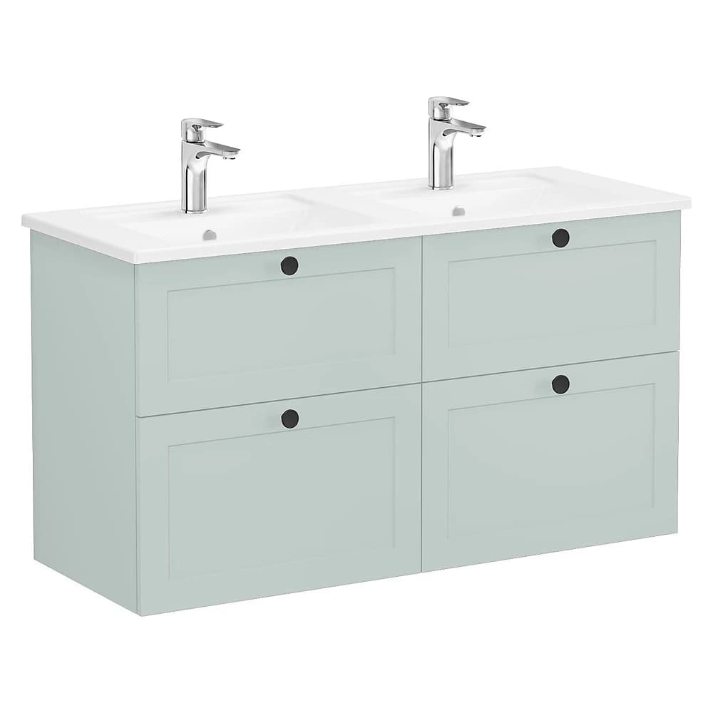 Vitra Root Classic 120 Cm Mat Retro Yeşil Dört Çekmeceli Köşeli Lavabolu Lavabo Dolabı