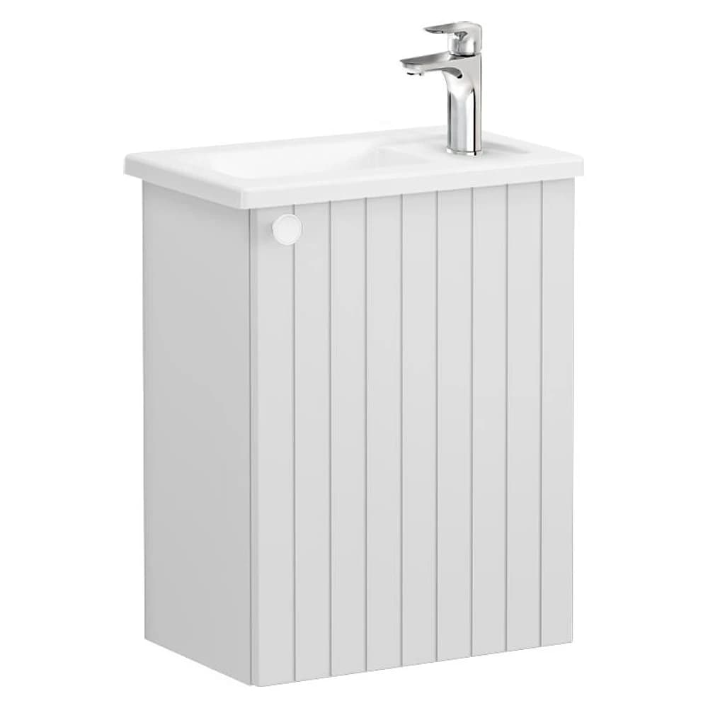 Vitra Root Groove 45 Cm Mat Açık Gri Tek Kapaklı Dar Köşeli Lavabolu Sağ Lavabo Dolabı