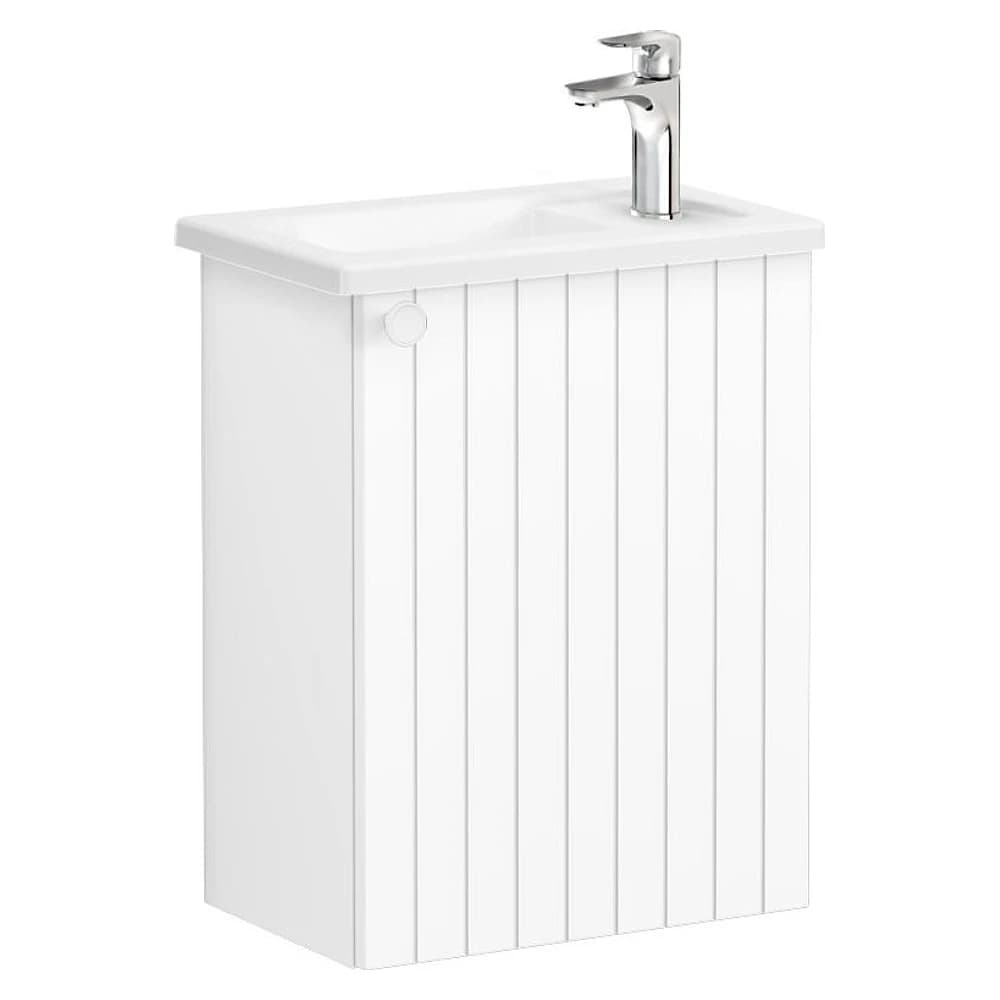 Vitra Root Groove 45 Cm Mat Beyaz Tek Kapaklı Dar Köşeli Lavabolu Sağ Lavabo Dolabı