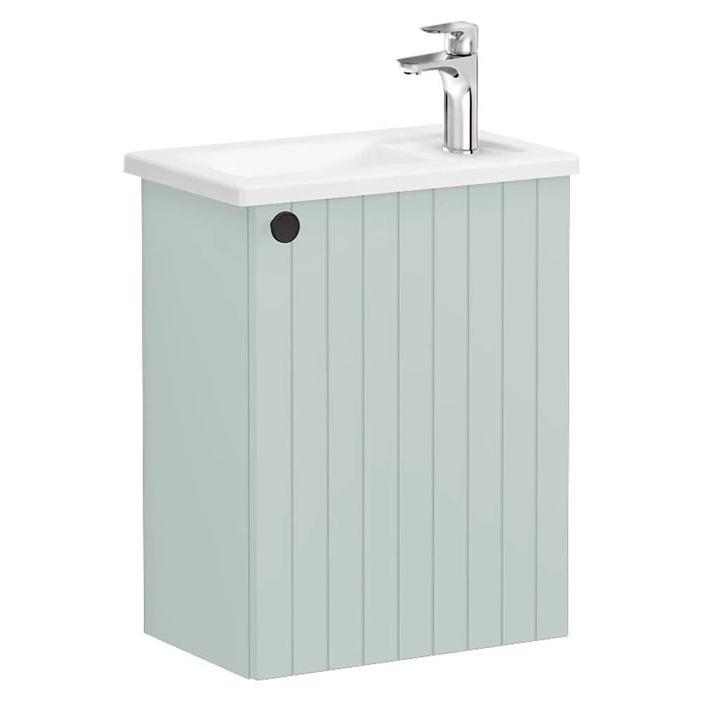 Vitra Root Groove 45 Cm Mat Retro Yeşil Tek Kapaklı Dar Köşeli Lavabolu Sağ Lavabo Dolabı