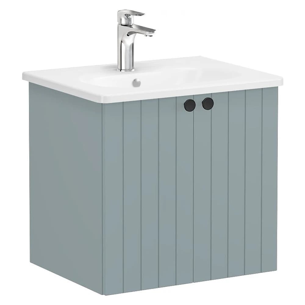 Vitra Root Groove 60 Cm Mat Fiyord Yeşili İki Kapaklı Yuvarlak Lavabolu Lavabo Dolabı