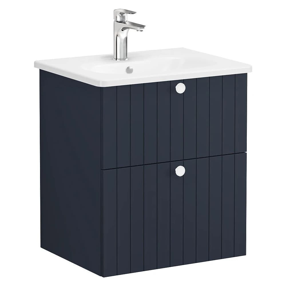 Vitra Root Groove 60 Cm Mat Lacivert İki Çekmeceli Yuvarlak Lavabolu Lavabo Dolabı