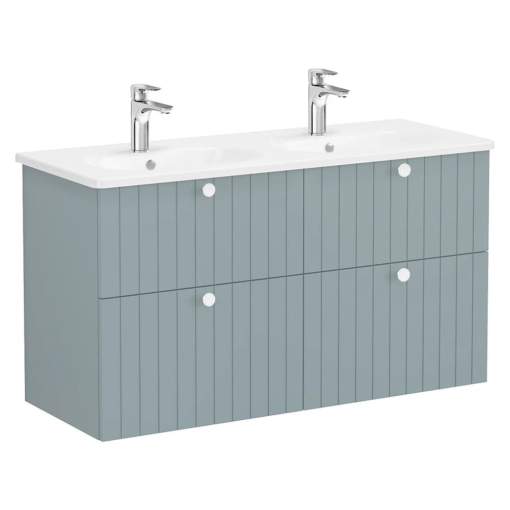 Vitra Root Groove 120 Cm Mat Fiyord Yeşili Dört Çekmeceli Yuvarlak Lavabolu Lavabo Dolabı