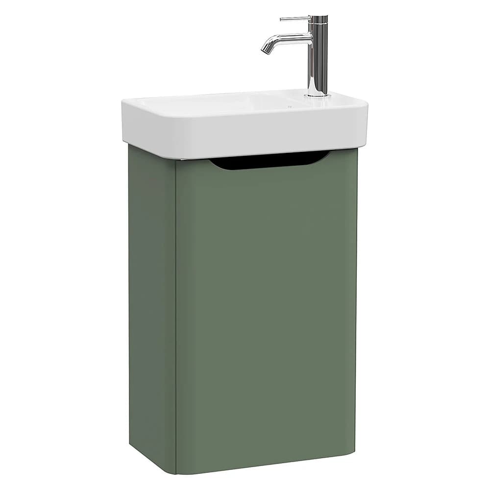 Vitra Integra Round 45 Cm Mat Yeşil Tek Kapaklı Dar Sağ Lavabo Dolabı