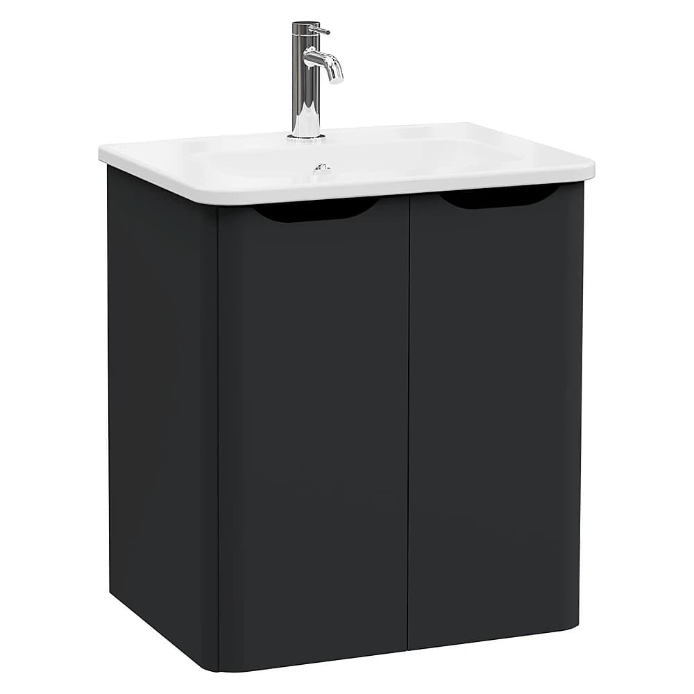 Vitra Integra Round 60 Cm Mat Grafit İki Kapaklı Lavabo Dolabı