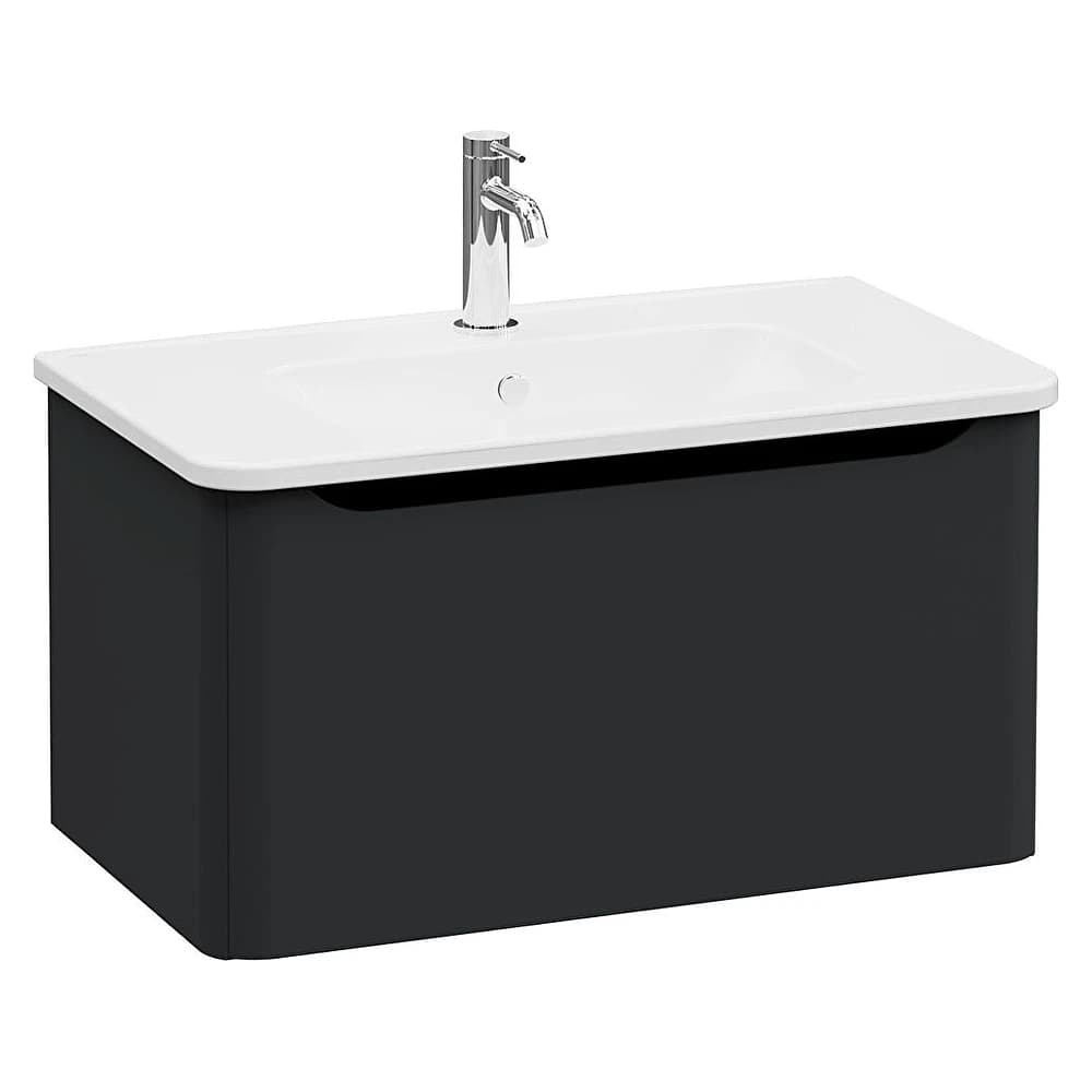 Vitra Integra Round 80 Cm Mat Grafit Tek Çekmeceli Lavabo Dolabı