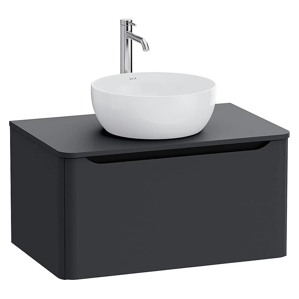 Vitra Integra Round 80 Cm Mat Grafit Tek Çekmeceli Lavabosuz Lavabo Dolabı