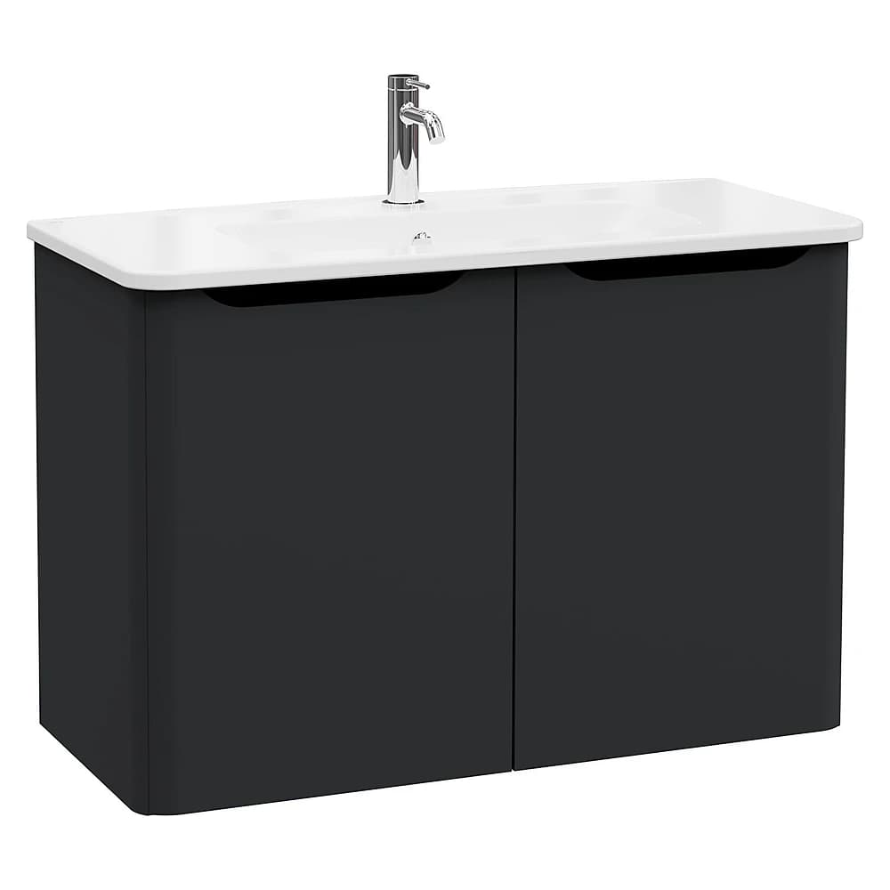 Vitra Integra Round 100 Cm Mat Grafit İki Kapaklı Lavabo Dolabı