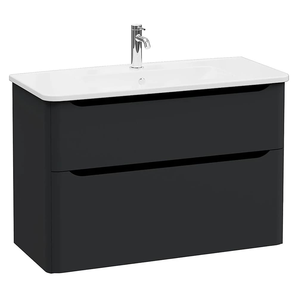 Vitra Integra Round 100 Cm Mat Grafit İki Çekmeceli Lavabo Dolabı