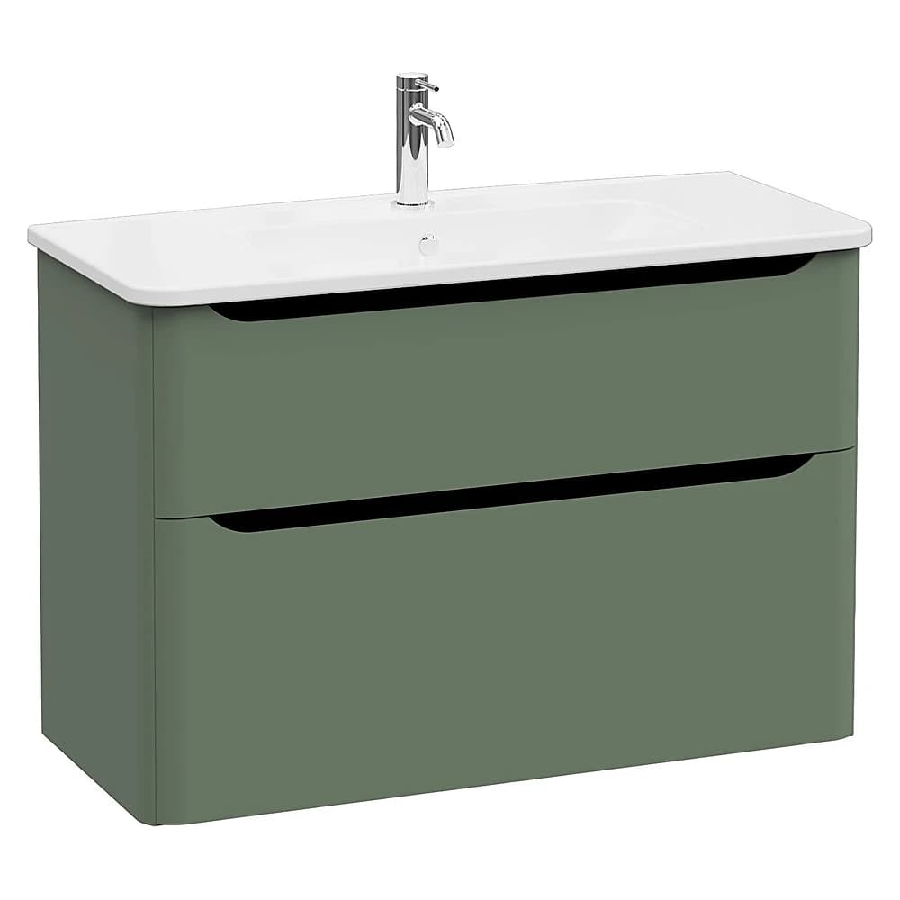 Vitra Integra Round 100 Cm Mat Yeşil İki Çekmeceli Lavabo Dolabı