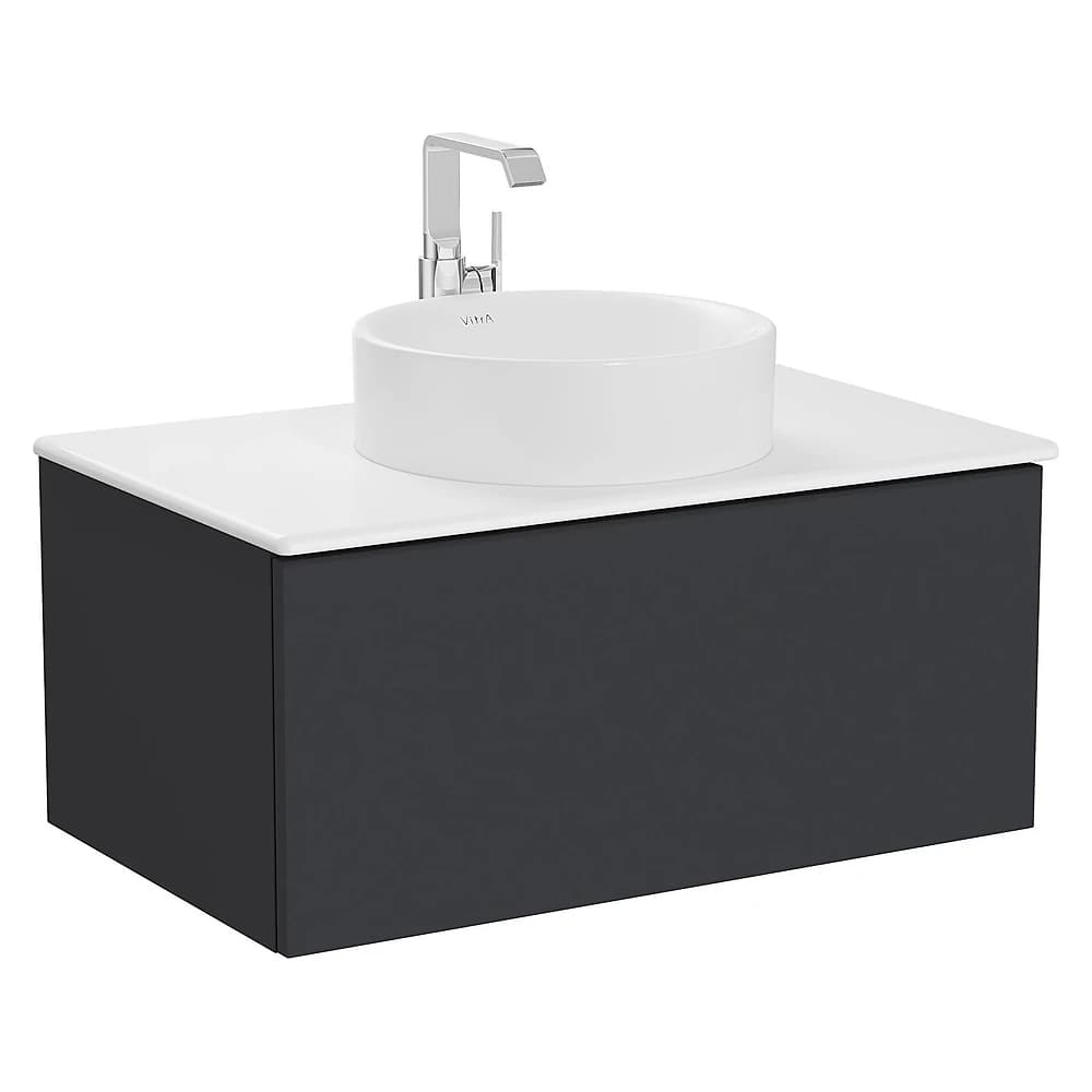 Vitra Metropole Pure 80 Cm Mat Grafit Tek Çekmeceli Lavabo Dolabı