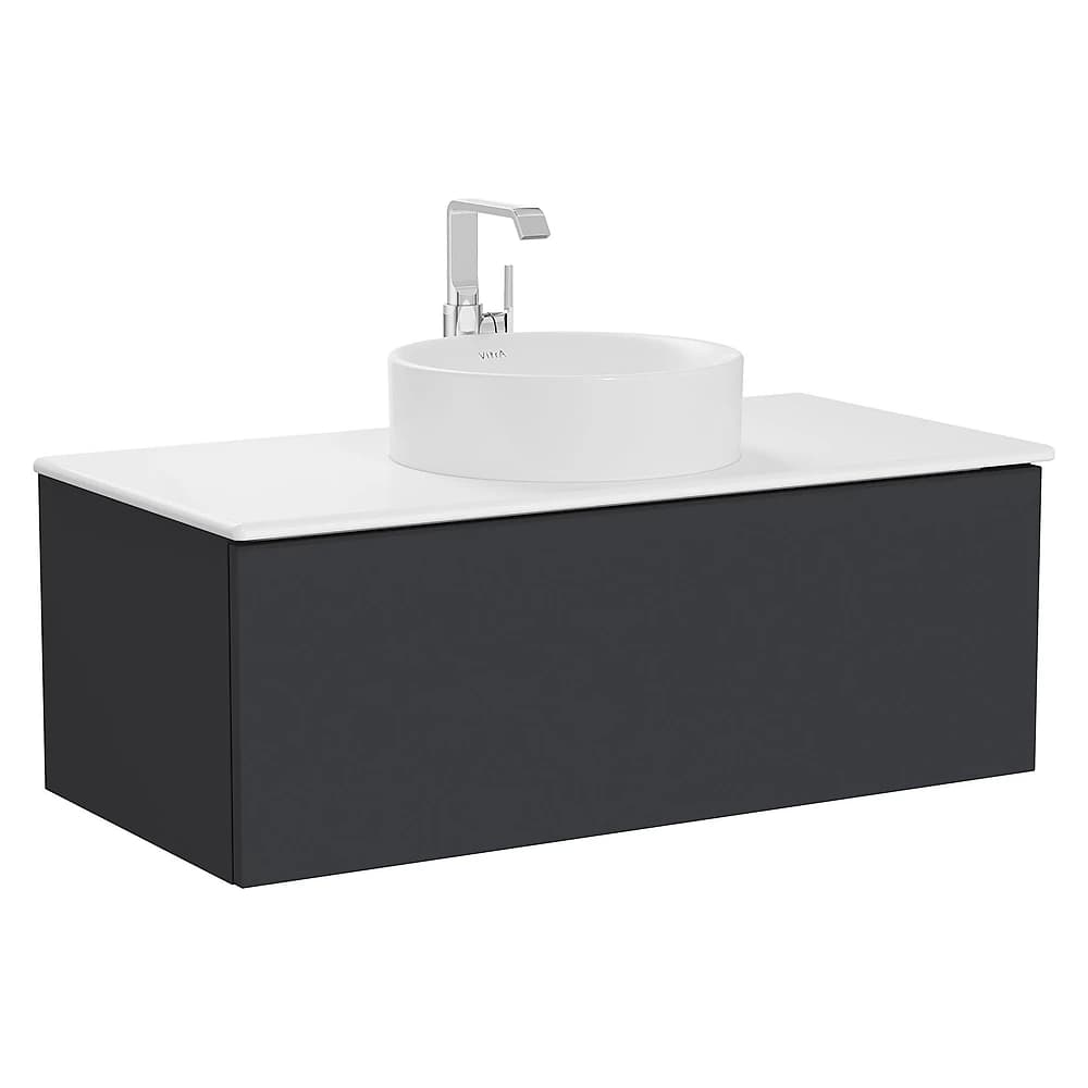 Vitra Metropole Pure 100 Cm Mat Grafit Tek Çekmeceli Lavabo Dolabı