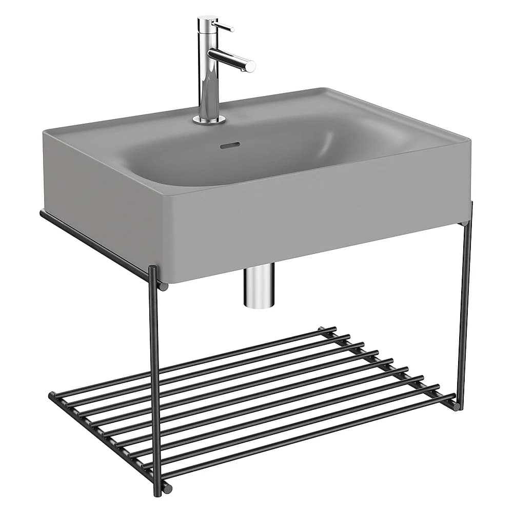 Vitra Equal 60 Cm Gri Gri Lavabolu Raflı Lavabo Ünitesi