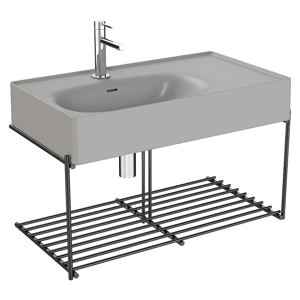 Vitra Equal 80 Cm Gri Gri Lavabolu Raflı Lavabo Ünitesi