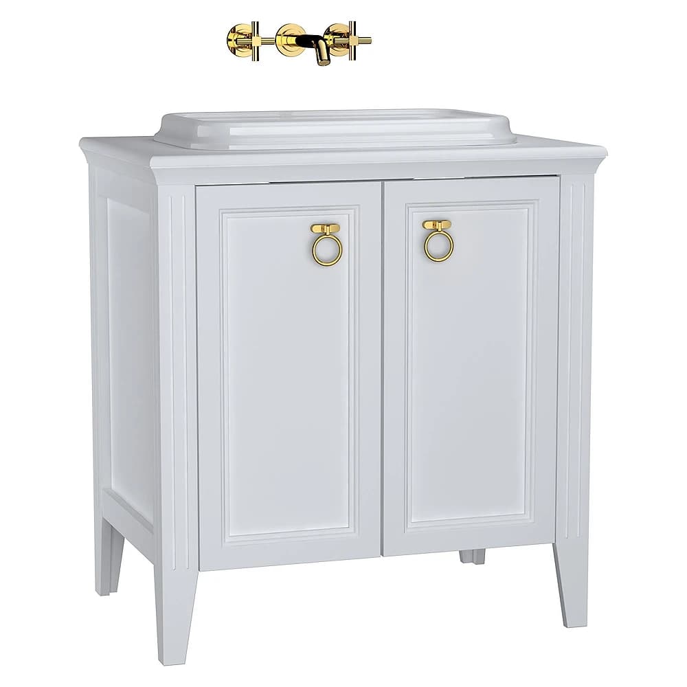 Vitra Valarte 80 Cm Mat Beyaz İki Kapaklı Tezgahüstü Lavabolu Armatür Deliksiz Lavabo Dolabı