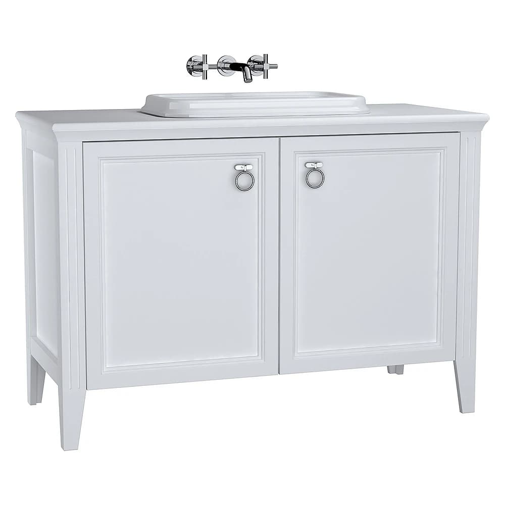 Vitra Valarte 120 Cm Mat Beyaz İki Kapaklı Tezgahüstü Lavabolu Armatür Deliksiz Lavabo Dolabı