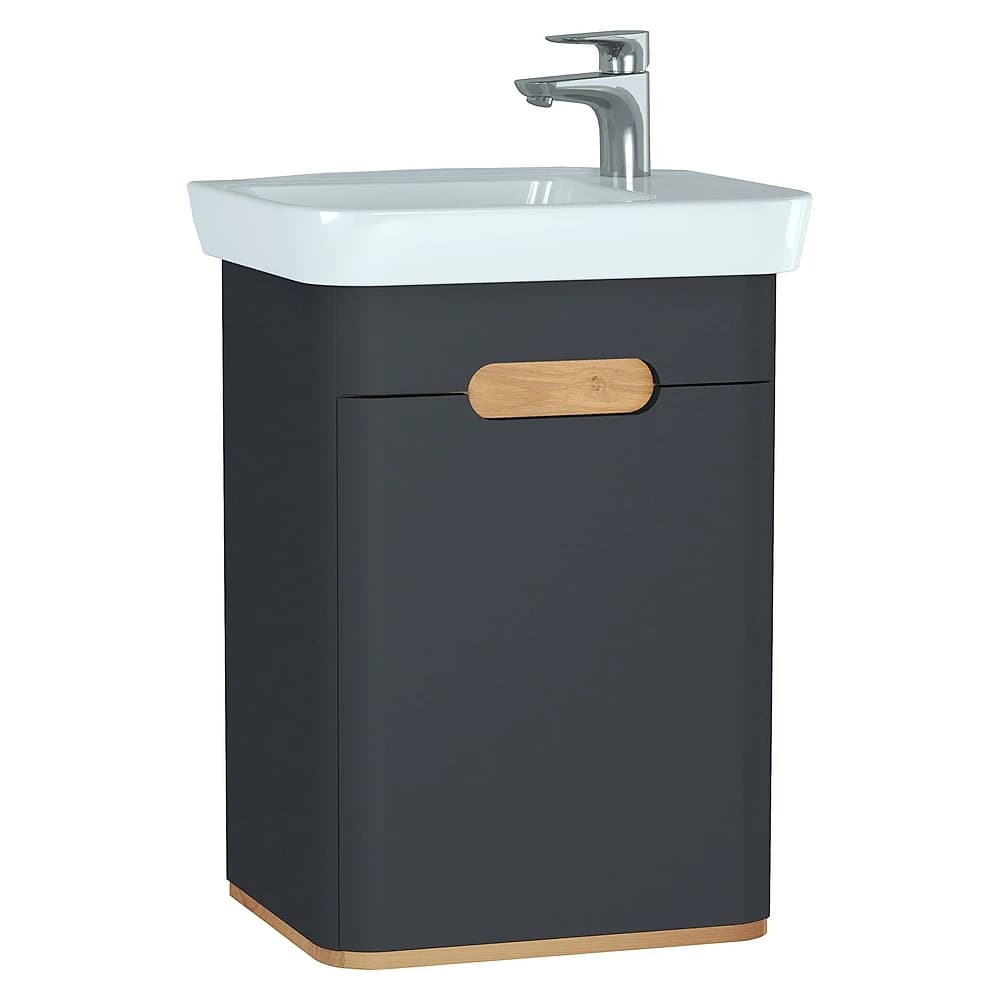 Vitra Sento 50 Cm Mat Antrasit Tek Kapaklı Aydınlatmalı Dar Sağ Lavabo Dolabı