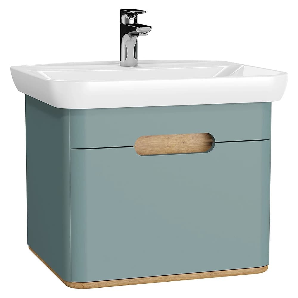 Vitra Sento 65 Cm Mat Fiyord Yeşili Tek Çekmeceli Aydınlatmalı Lavabo Dolabı