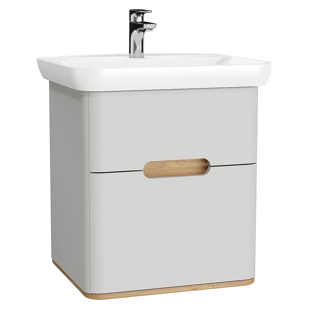 Vitra Sento 65 Cm Mat Açık Gri İki Çekmeceli Aydınlatmalı Lavabo Dolabı