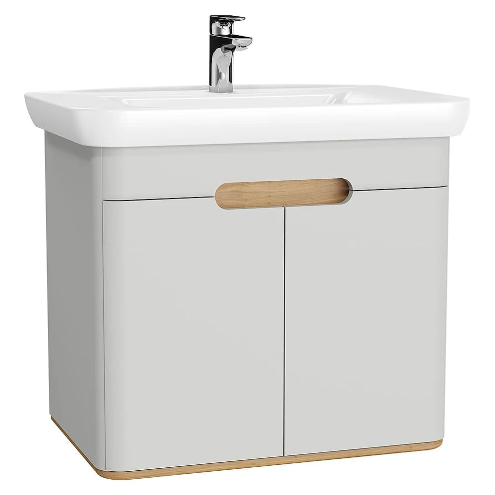 Vitra Sento 80 Cm Mat Açık Gri İki Kapaklı Aydınlatmalı Lavabo Dolabı
