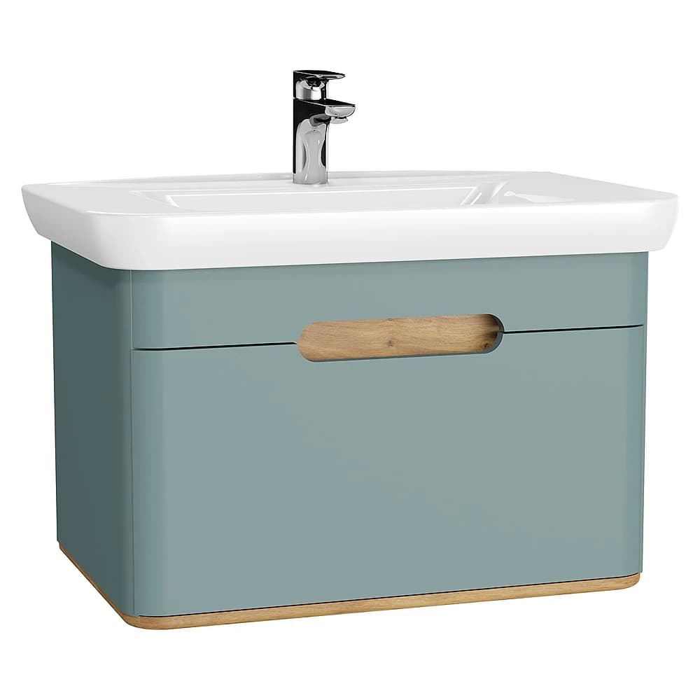 Vitra Sento 80 Cm Mat Fiyord Yeşili Tek Çekmeceli Aydınlatmalı Lavabo Dolabı
