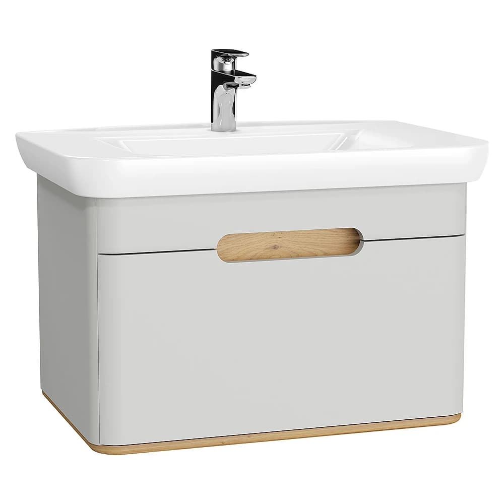 Vitra Sento 80 Cm Mat Açık Gri Tek Çekmeceli Aydınlatmalı Lavabo Dolabı