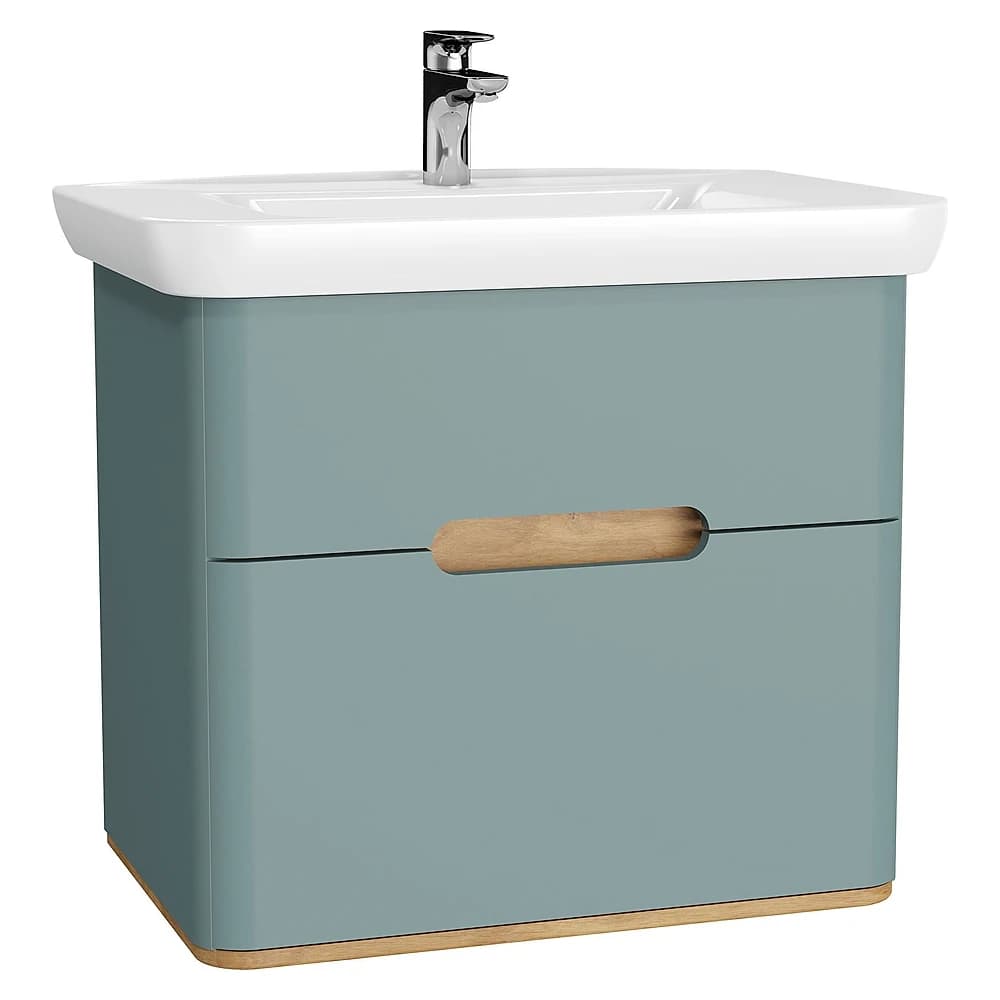 Vitra Sento 80 Cm Mat Fiyord Yeşili İki Çekmeceli Aydınlatmalı Lavabo Dolabı