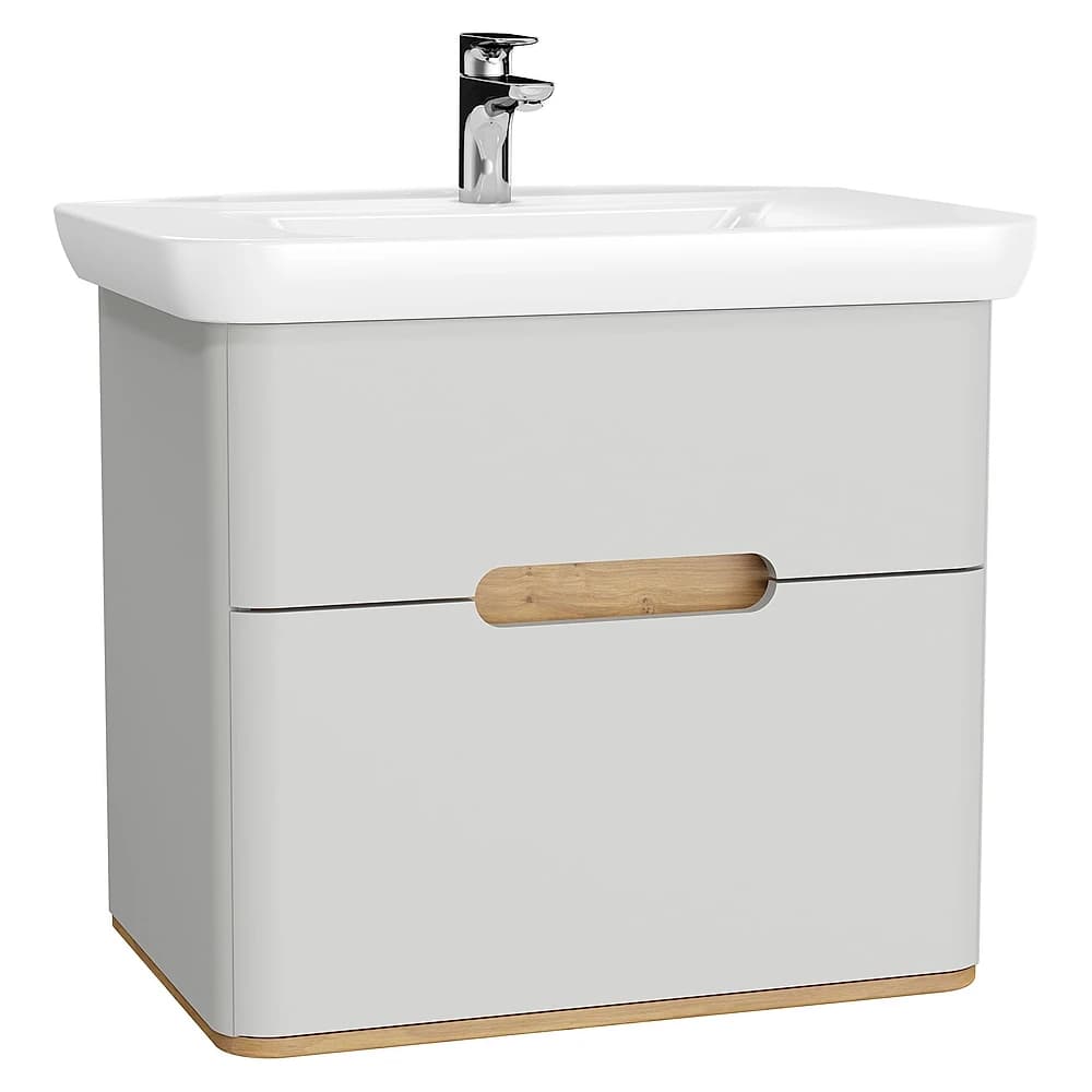 Vitra Sento 80 Cm Mat Açık Gri İki Çekmeceli Aydınlatmalı Lavabo Dolabı