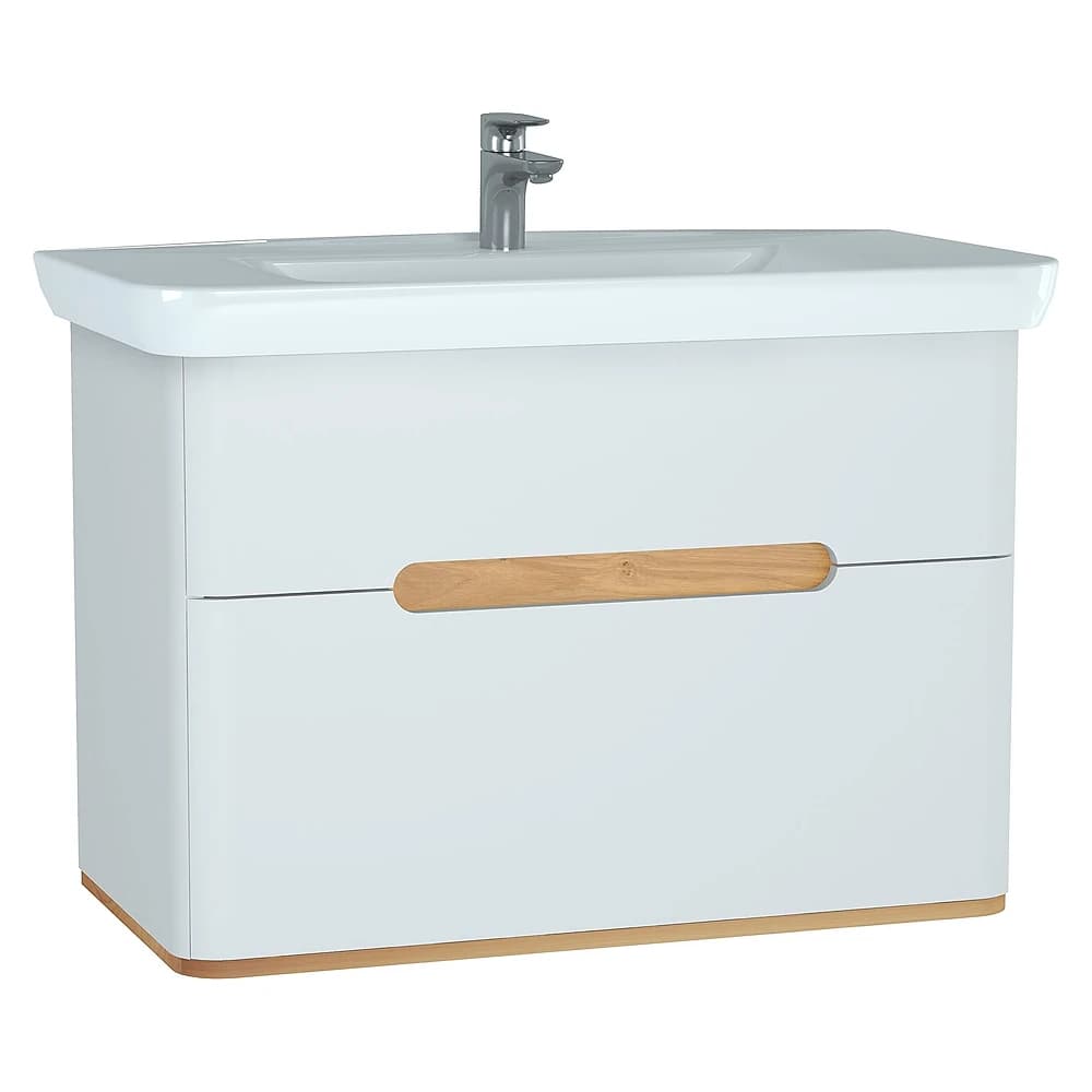 Vitra Sento 100 Cm Mat Beyaz İki Çekmeceli Aydınlatmalı Lavabo Dolabı