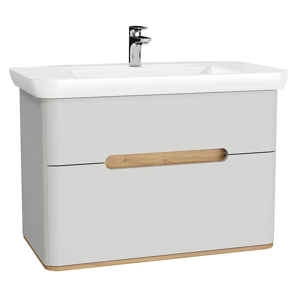 Vitra Sento 100 Cm Mat Açık Gri İki Çekmeceli Aydınlatmalı Lavabo Dolabı