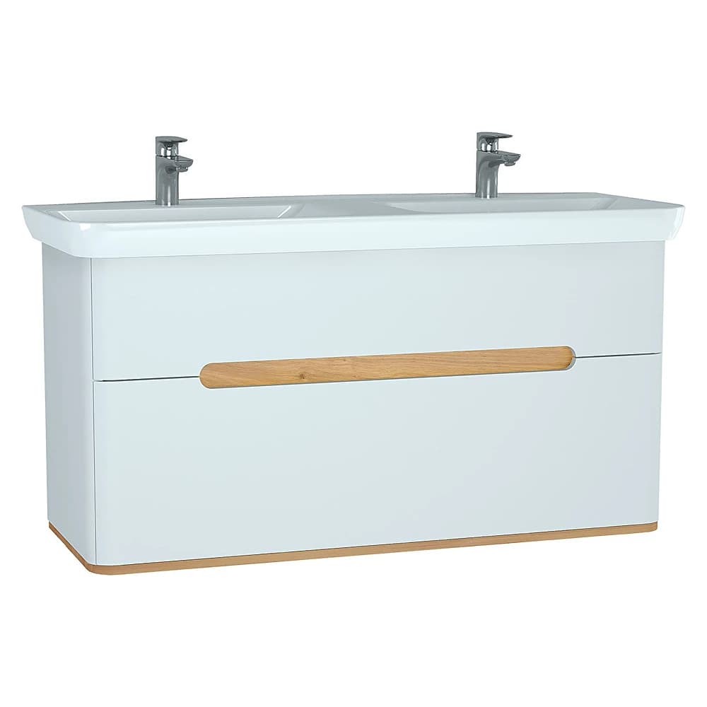 Vitra Sento 130 Cm Mat Beyaz İki Çekmeceli Aydınlatmalı Lavabo Dolabı
