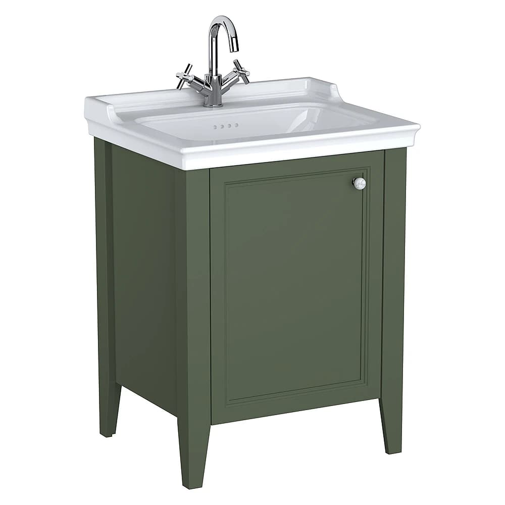 Vitra Valarte Neo 65 Cm Retro Yeşil Tek Kapaklı Etajerli Lavabolu Sol Lavabo Dolabı