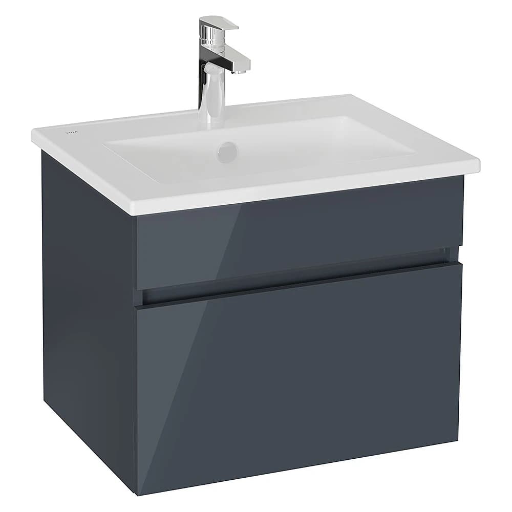 Vitra Mia Plus Square 60 Cm Parlak Antrasit Tek Çekmeceli Lavabo Dolabı