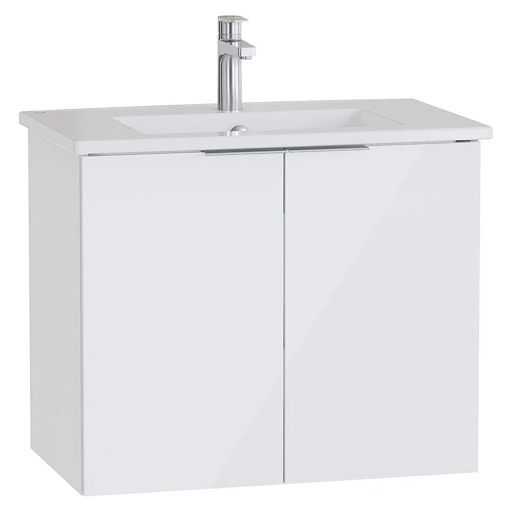 Vitra Mia Plus Square 80 Cm Parlak Beyaz İki Kapaklı Tek Armatür Delikli Lavabo Dolabı