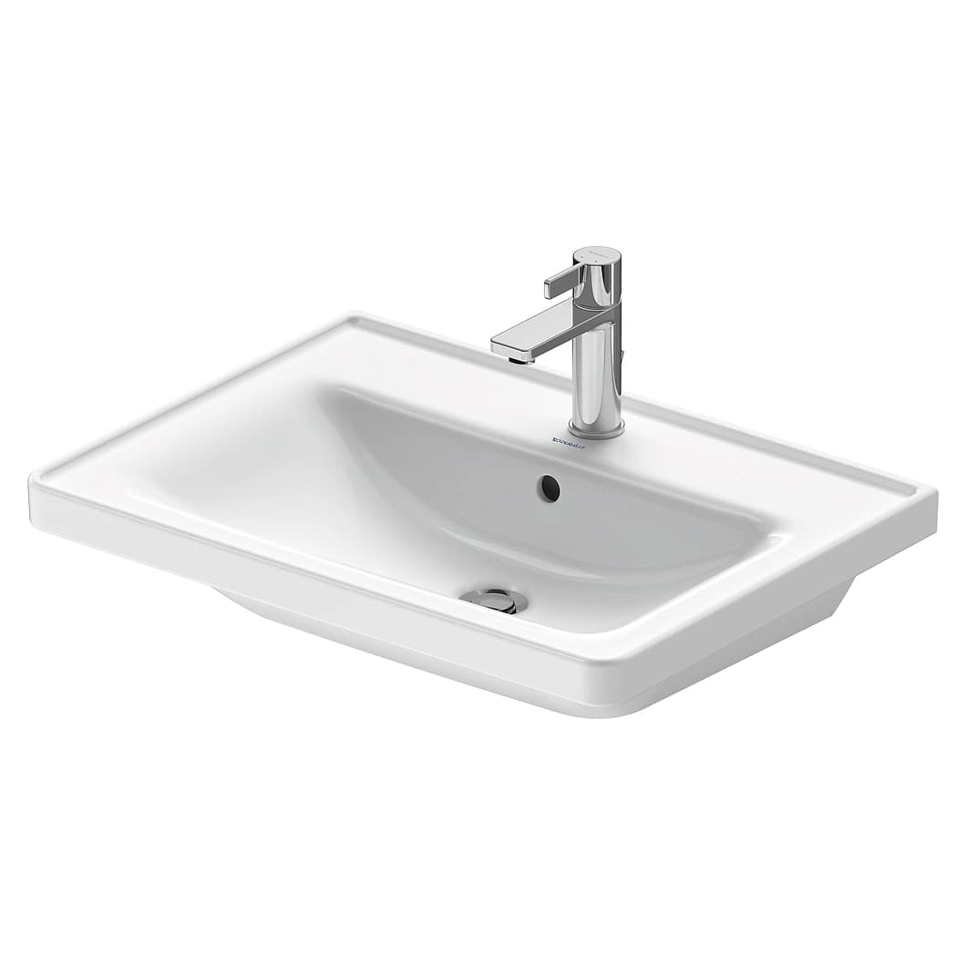 Duravit D-Neo 65 Cm Beyaz Parlak Tek Armatür Delikli Lavabo