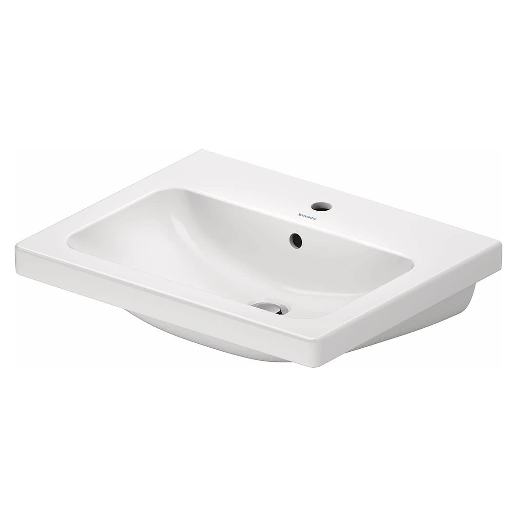 Duravit D-Code 60 Cm Beyaz Parlak Tek Armatür Delikli Lavabo