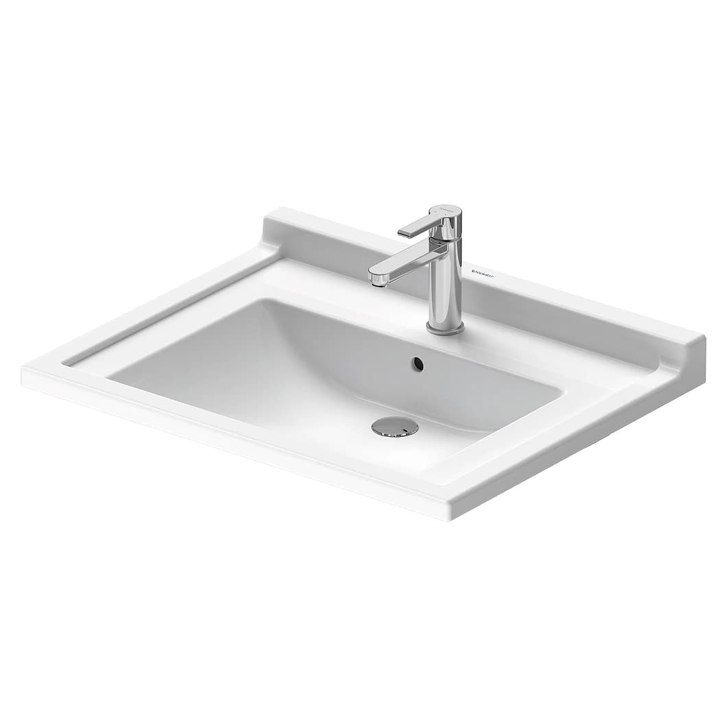 Duravit Starck 3 70 Cm Beyaz Parlak Engelli Tek Armatür Delikli Lavabo