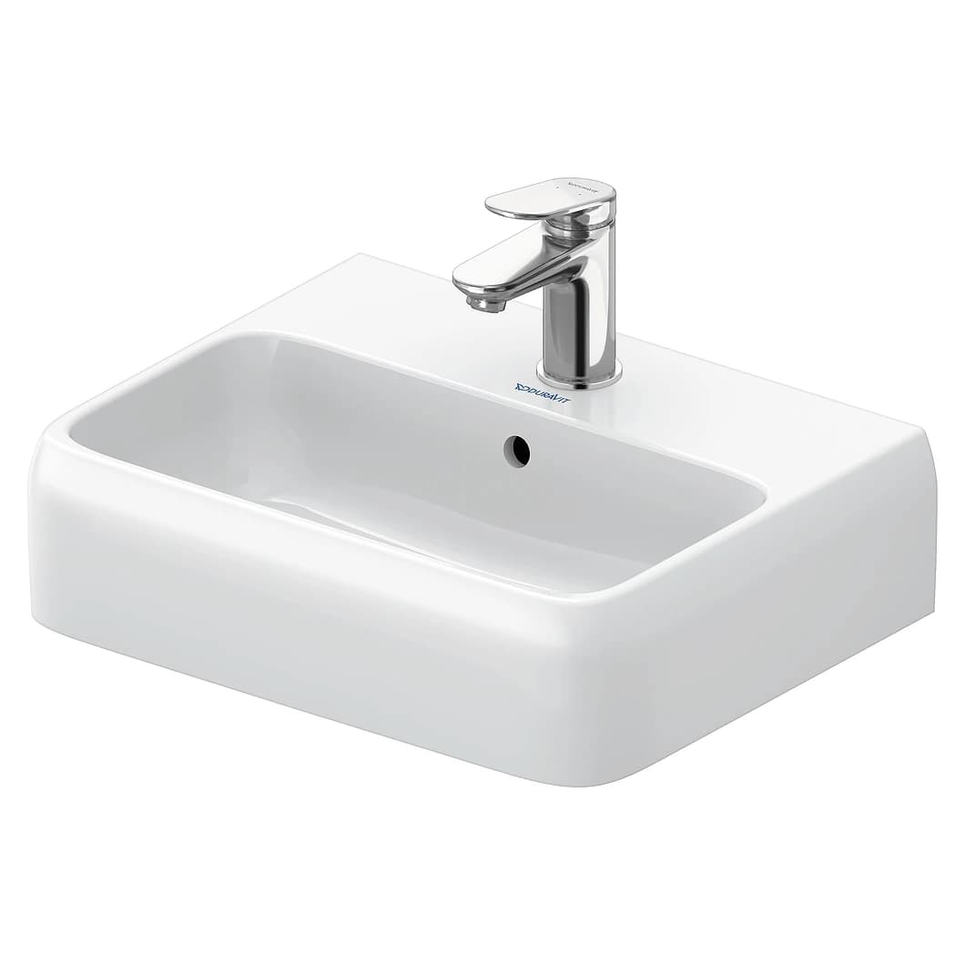 Duravit Qatego 45 Cm Beyaz Parlak Tek Armatür Delikli Lavabo