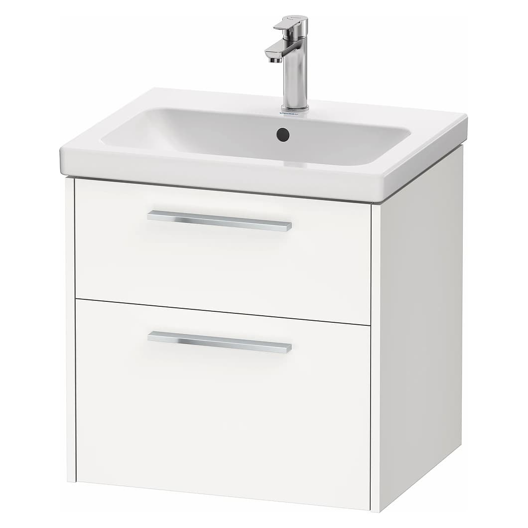 Duravit D-Code 60 Cm Mat Beyaz İki Çekmeceli Krom Kulplu Lavabo Dolabı