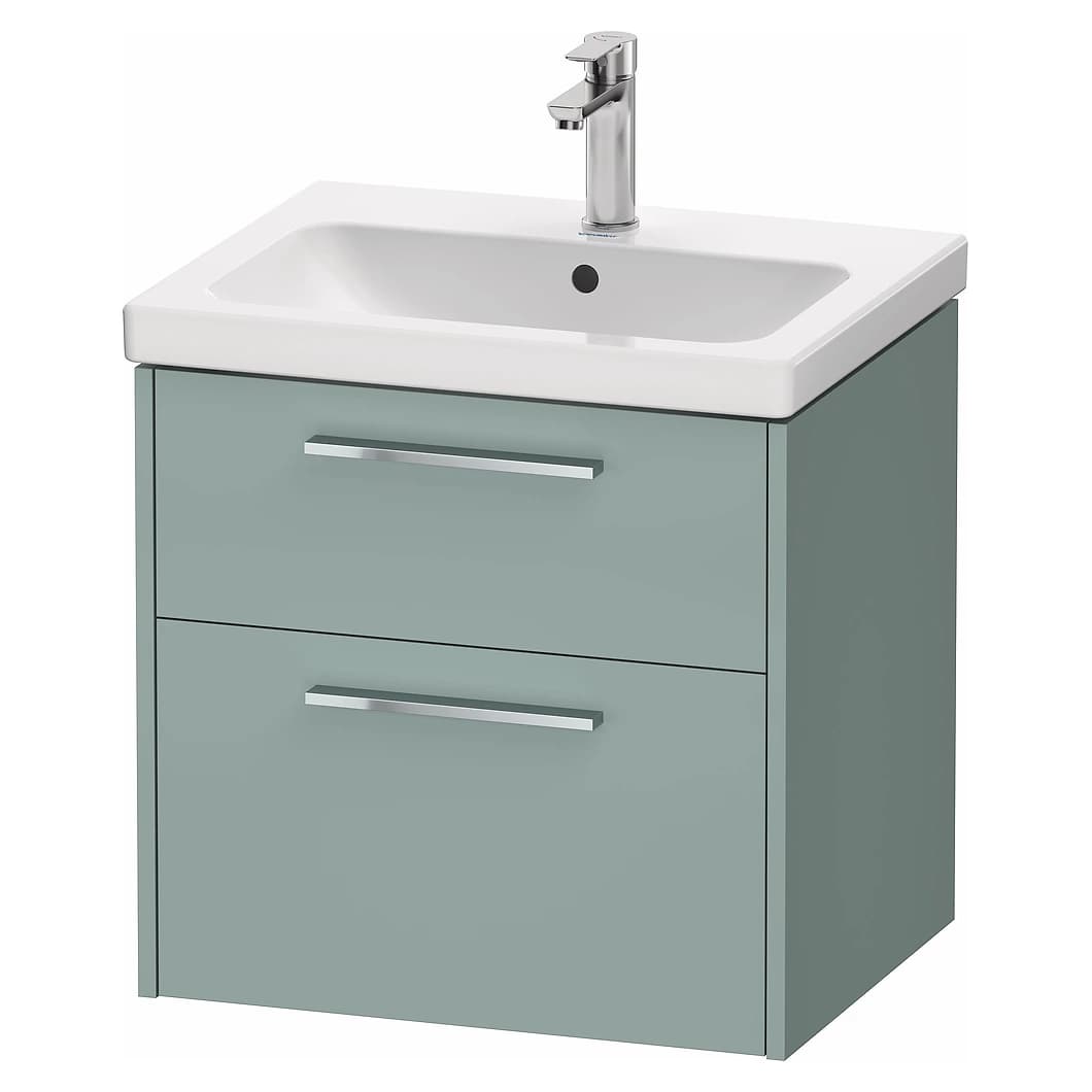 Duravit D-Code 60 Cm Mat Fiyort Yeşili İki Çekmeceli Krom Kulplu Lavabo Dolabı